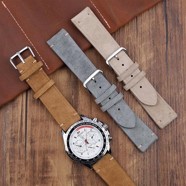 Řemínek BStrap Suede Leather Universal Quick Release 22mm, beige ...