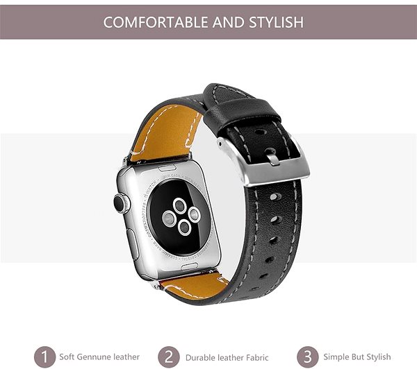 Remienok na hodinky BStrap Leather Italy na Apple Watch 38 mm/40 mm/41 mm, Black ...
