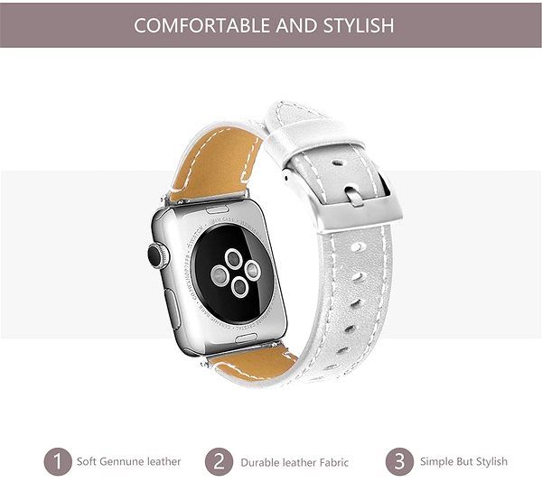 Remienok na hodinky BStrap Leather Italy na Apple Watch 38 mm/40 mm/41 mm, White ...