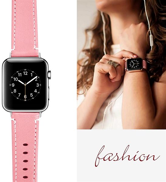 Remienok na hodinky BStrap Leather Italy na Apple Watch 38 mm/40 mm/41 mm, Pink ...