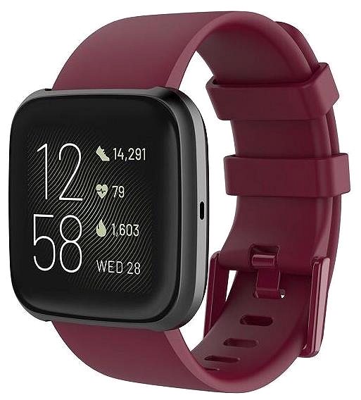 Remienok na hodinky BStrap Silicone na Fitbit Versa/Versa 2 wine red, veľkosť L ...