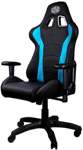 Gamer szék Cooler Master CALIBER R1 gamer szék, fekete-kék Oldalnézet