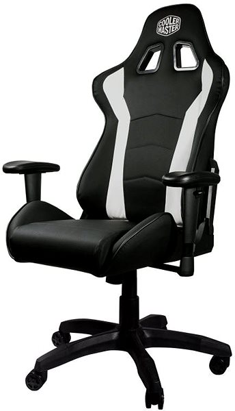 Gaming-Stuhl Cooler Master CALIBER R1, schwarz-weiß Seitlicher Anblick