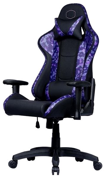 Gaming Chair Cooler Master CALIBER R1S, CAMO Black and Purple Lateral view