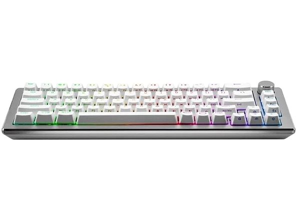 Herná klávesnica Cooler Master CK721, TTC BROWN Switch, RGB LED, biela – US Bočný pohľad
