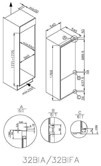 Beépíthető hűtő CANDY CKBBS 100/1 Műszaki vázlat