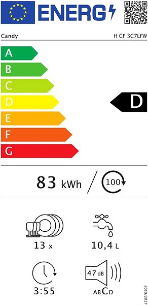 Dishwasher CANDY H CF 3C7LFW Energy label