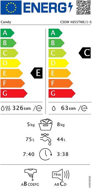 Washer Dryer CANDY CSOW 4855TWE/1-S Energy label