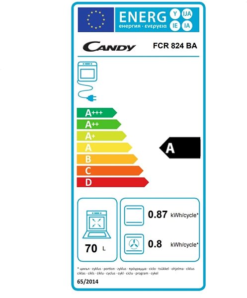 Beépíthető sütő CANDY FCR 824 BA Energia címke