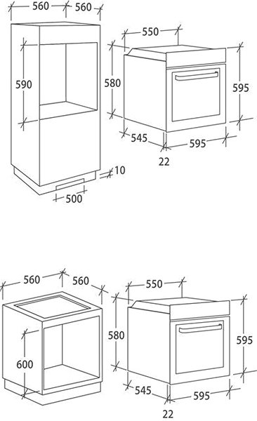 Built-in Oven CANDY FCT615WXL Technical draft