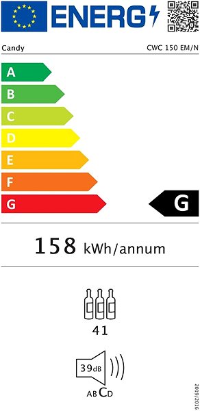 Borhűtő CANDY CWC 150 EM/N Energia címke