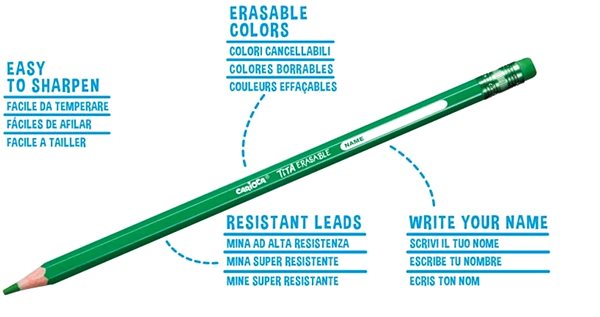 Coloured Pencils Carioca Tita 12 pcs erasable ...