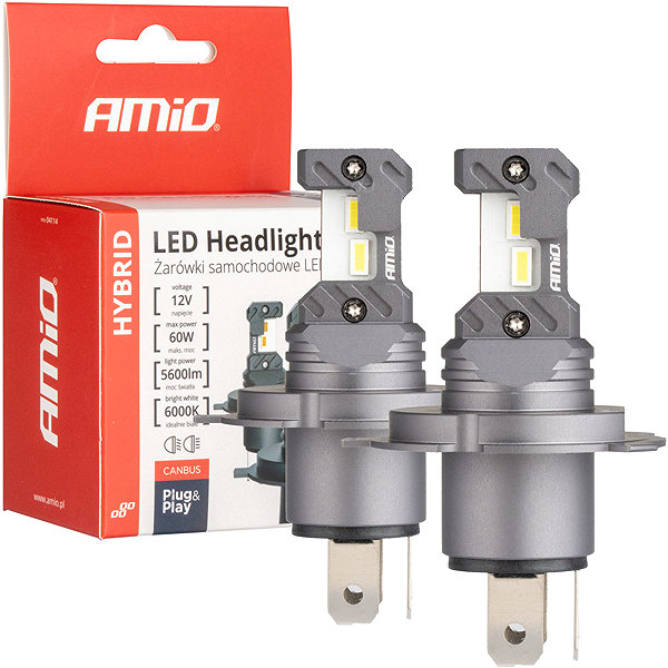 LED autožiarovka AMIO LED H4/H19 2 × 30 W – biela (pätica P43t) sada 2 ks ...
