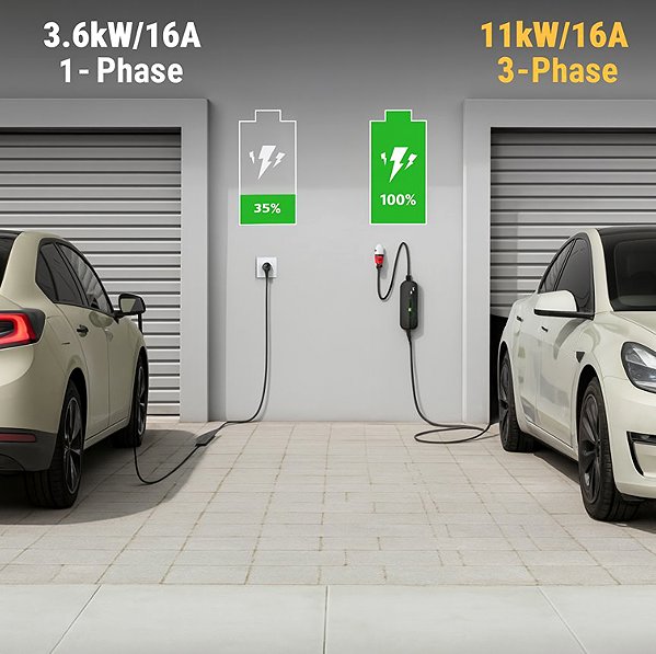 Charging station for electric vehicles Morec EV charging cable for electric vehicles type 2, 16A 6 m 11 kW, three-phase, AC 380V/50 Hz, IP66 .