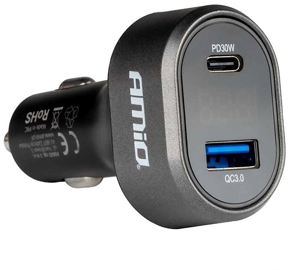 Car Charger AMIO Quick charger with voltmeter 30 W 12/24V ...