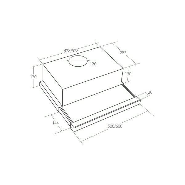 Extractor Hood CATA EMPIRE VD 207060 Black glass Technical draft