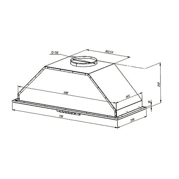 Extractor Hood CATA EMPIRE VD 204080 Stainless Steel Technical draft