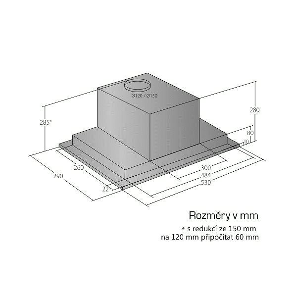 Extractor Hood CATA EMPIRE VD 215060 Stainless Steel Technical draft