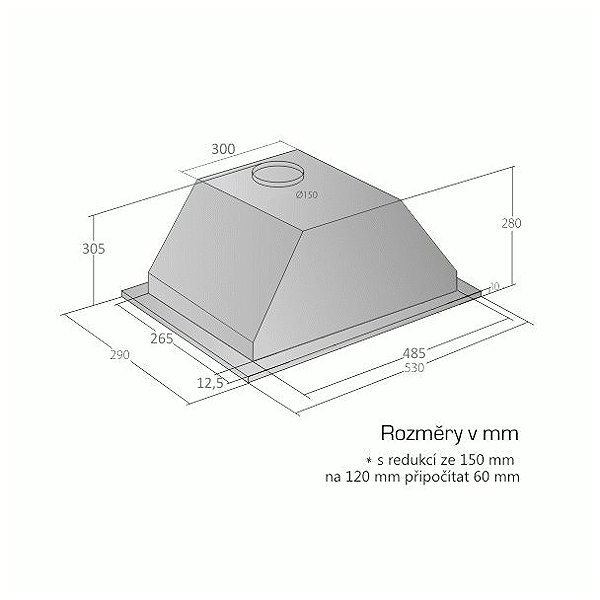 Extractor Hood CATA EMPIRE VD 215060 Black Technical draft