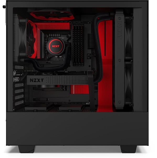 PC Case NZXT H510 Matte Black Red Lateral view