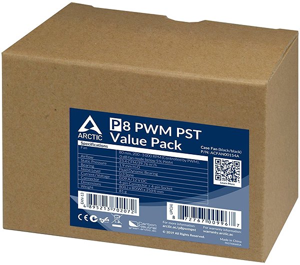 PC Fan ARCTIC P8 PWM PST Value Pack (5pcs) Packaging/box