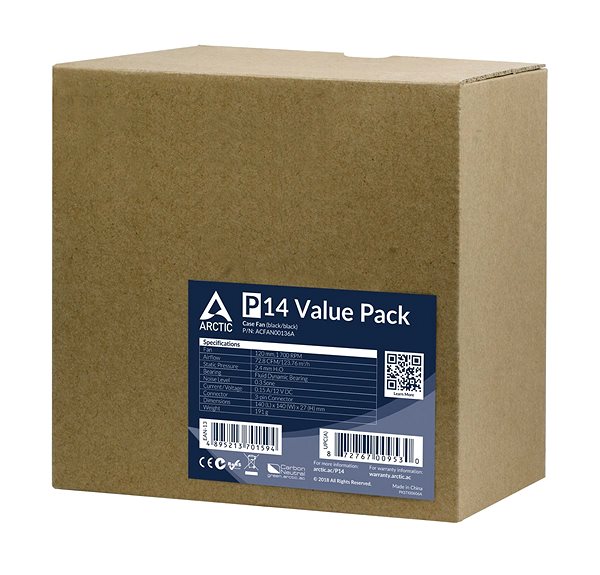 Ventilátor do PC ARCTIC P14 Value Pack Obal/škatuľka