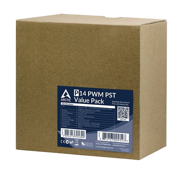 PC ventilátor ARCTIC P14 PWM PST Value pack (5db) Csomagolás/doboz