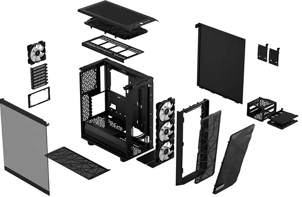 Számítógépház Fractal Design Meshify 2 Compact RGB Black TG Light Tint ...
