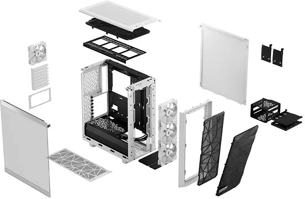 PC skrinka Fractal Design Meshify 2 Compact RGB White TG Clear Tint ...