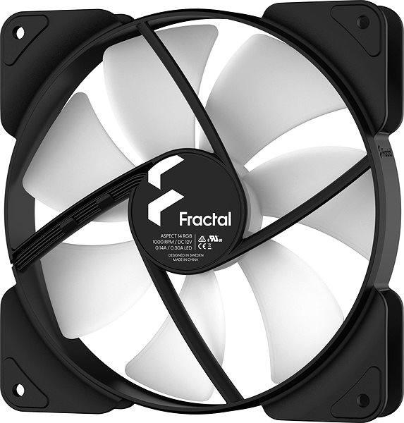 PC-Lüfter Fractal Design Aspect 14 RGB PWM Black Frame Rückseite