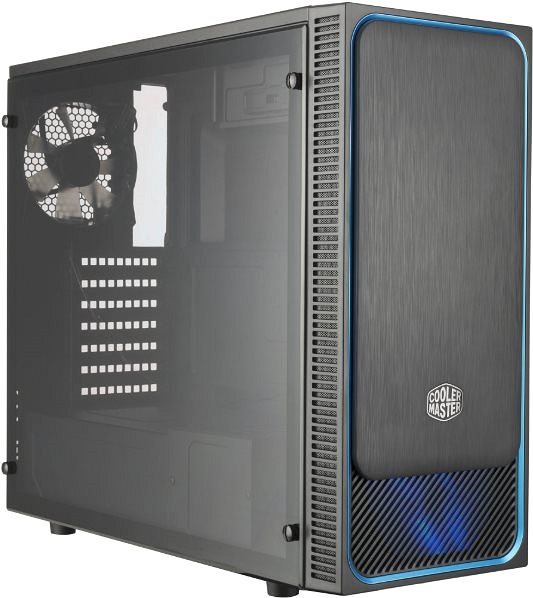 PC skrinka Cooler Master MasterBox E500L modrá Bočný pohľad