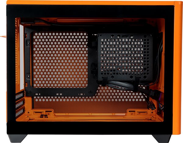 PC-Gehäuse Cooler Master MasterBox NR200P SUNSET ORANGE Seitlicher Anblick