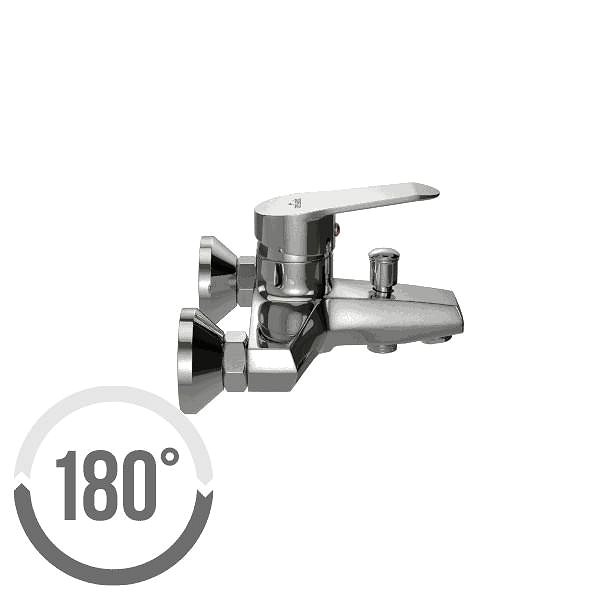 Tap CERSANIT AMET single lever wall-mounted bath mixer with switch, CHROM (S951-003) ...