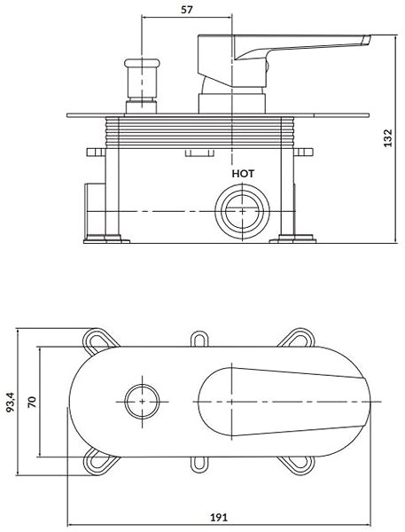 Tap CERSANIT MODUO concealed lever bath/shower mixer, incl. mounting body, chrome (S951-338) ...