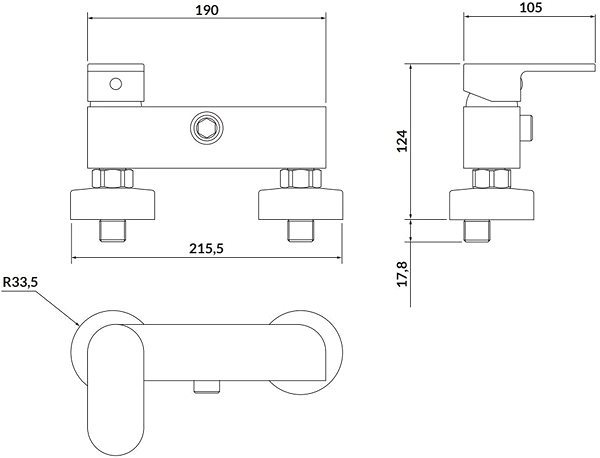 Tap CERSANIT Wall-mounted shower mixer CREA, lever, black (S951-321) ...