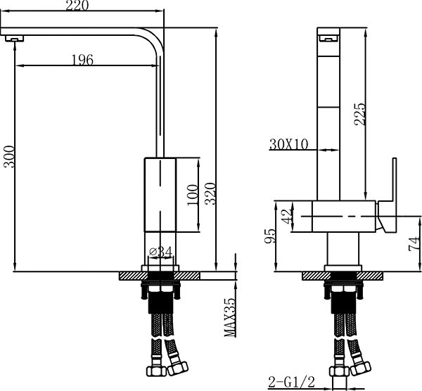 Tap MEXEN Liv Stainless Steel Sink Mixer (672100-99) ...
