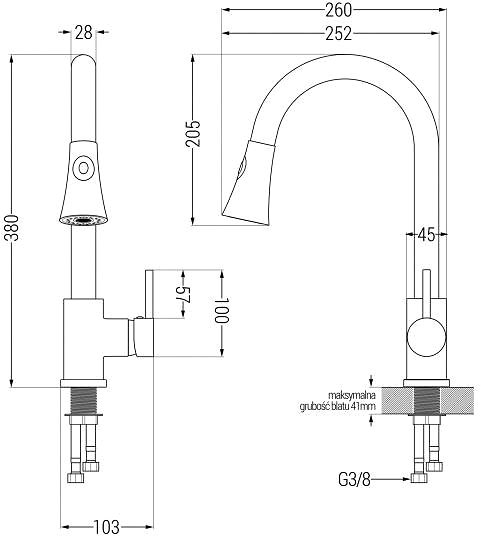 Tap MEXEN Elia Sink mixer, white (670101-20) ...
