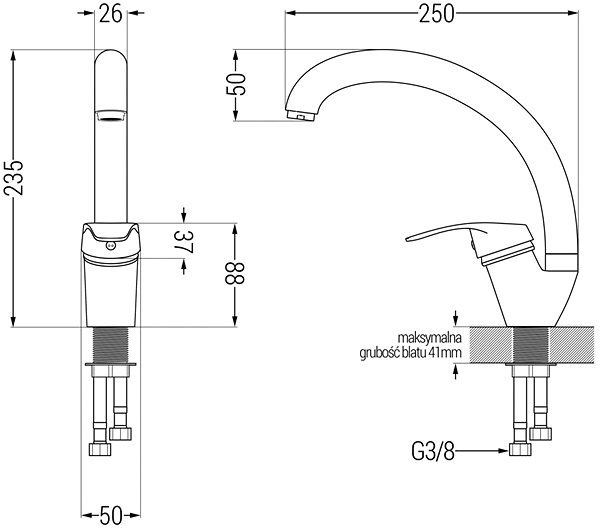 Tap MEXEN Rosa Sink mixer, black (670800-70) ...