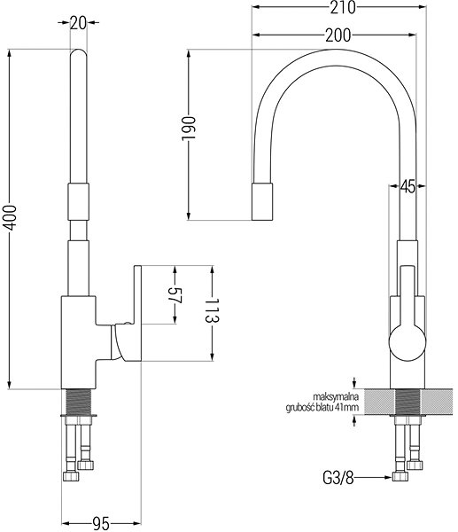Tap MEXEN Flex Sink mixer, chrome / white (670900-02) ...