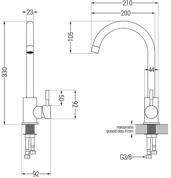 Tap MEXEN Foggia Sink mixer black (671800-70) ...