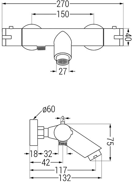 Tap MEXEN Thermostatic bath mixer Kai, chrome (77300-00) ...