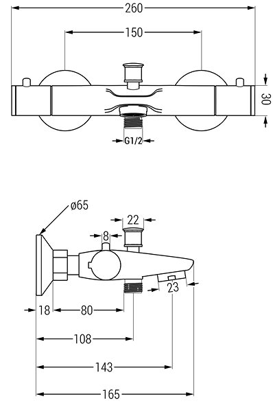 Tap MEXEN Thermostatic bath mixer Nox, chrome (77350-00) ...