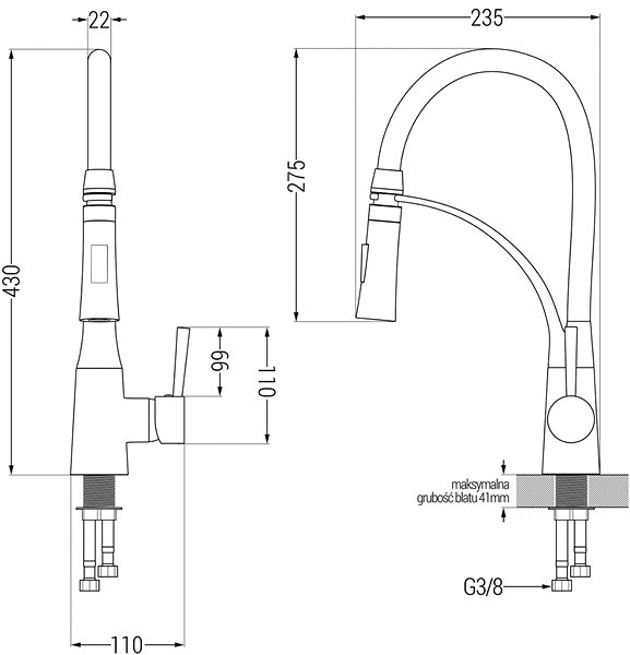 Tap MEXEN Aster Sink mixer black (73450-70) ...