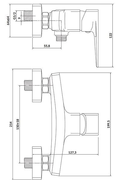 Tap CERSANIT Shower mixer LARGA gold MAT (S951-384) ...