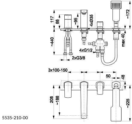 Tap KFA MOKAIT Four-hole bath mixer, chrome (5535-210-00) ...