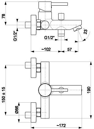 Tap KFA NEDA Wall-mounted bath mixer, chrome (5824-010-00) ...