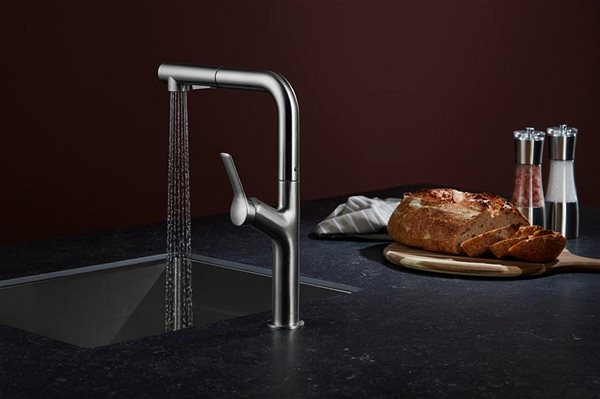 Tap KFA DUERO DESIGN Sink mixer with swivel pull-out shower and switch, INOX (6623-220-22) ...