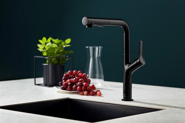 Tap KFA DUERO DESIGN Sink mixer with swivel pull-out shower and switch, black (6623-220-81) ...