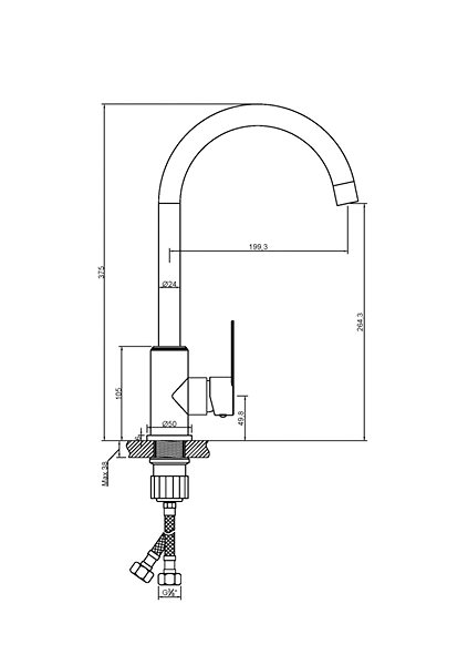 Tap INVENA Sink mixer IRON, stainless steel (BZ-53-L23-L) ...