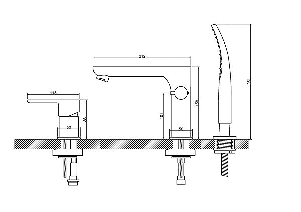 Tap INVENA 3-hole bath mixer SIROS chrome (BW-90-S01-A) ...